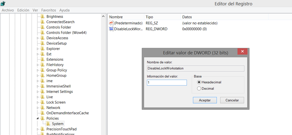 WIN0183 – Desactivando el Bloqueo de Equipo (WIN+L) en Windows 8.1