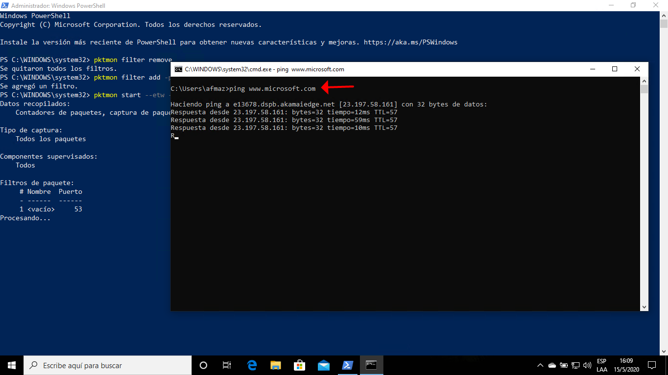 Usando DNS sobre HTTPS en Windows 10 (Windows Insider 19628)