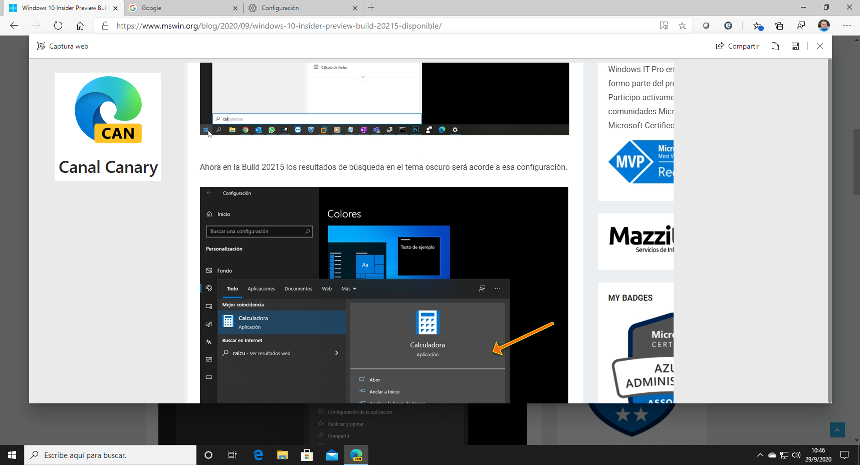 Web Capture en Microsoft Edge Dev y Canary