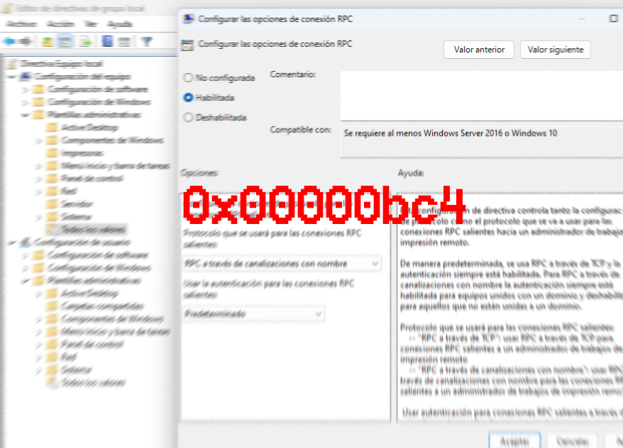 Error 0x00000bc4 en Impresoras en Windows 11 22H2